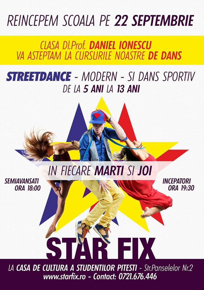 STARFIX reîncepe cursurile de dans la Casa de Cultură a Studenţilor din Piteşti
