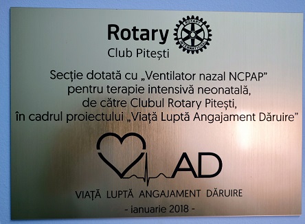 O nouă donație a Clubului Rotary Pitești pentru Secția de Neonatologie a Spitalului Județean Argeș