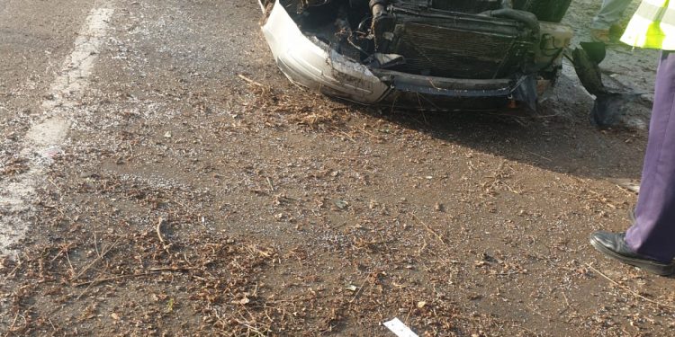 DN 73C, Valea Iaşului, accident uşor, cu un auto răsturnat