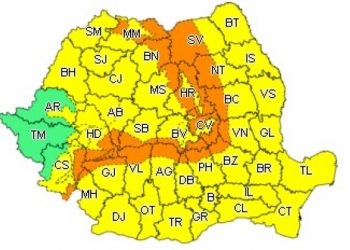 Alertă METEO – Cod portocaliu şi cod galben de ploi şi vânt în Argeș!