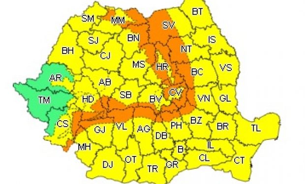 Alertă METEO – Cod portocaliu şi cod galben de ploi şi vânt în Argeș!