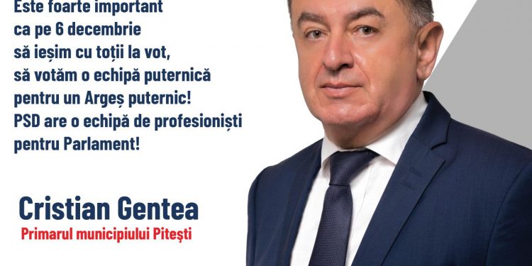 Cristian Gentea: „Pe 6 decembrie votăm o echipă puternică pentru un Argeș puternic”