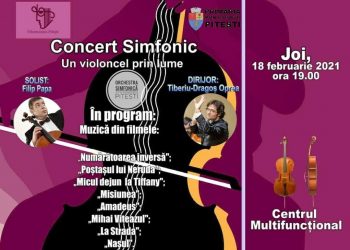 Un violoncel prin lume, un violoncel la Pitești – concert cu muzică de film, la Filarmonica Pitești