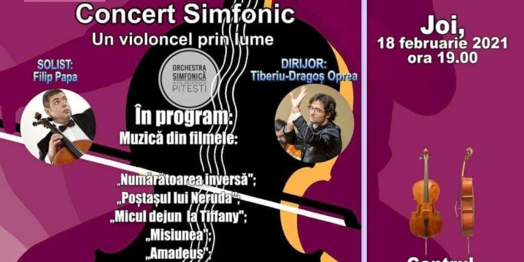 Un violoncel prin lume, un violoncel la Pitești – concert cu muzică de film, la Filarmonica Pitești