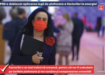 Simona Bucura-Oprescu, deputat PSD de Argeș: Din cauza blocajului din guvernarea Cîțu, normele de aplicare a legii privind plafonarea facturilor la energie nu au fost emise la timp, ceea ce a dus la creșterea explozivă a prețurilor.