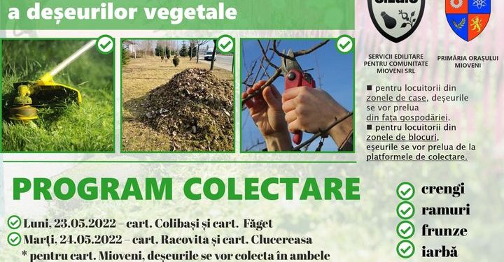 Mioveni: O nouă acțiune de colectare a deșeurilor vegetale de la gospodăriile individuale