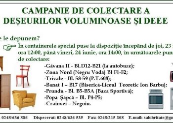 Pitești: Peste 10 zile are loc campania de colectare a deșeurilor voluminoase și DEEE!