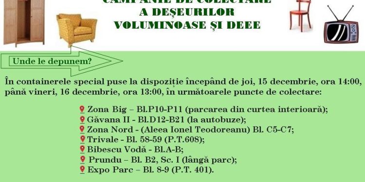 Salubritate 2000 SA dă startul colectării deșeurilor voluminoase și DEEE!