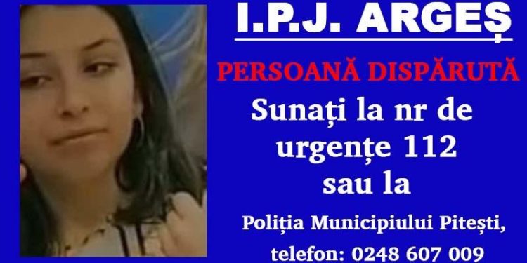 IPJ Argeș: Dacă ați văzut-o, sunați la 112!
