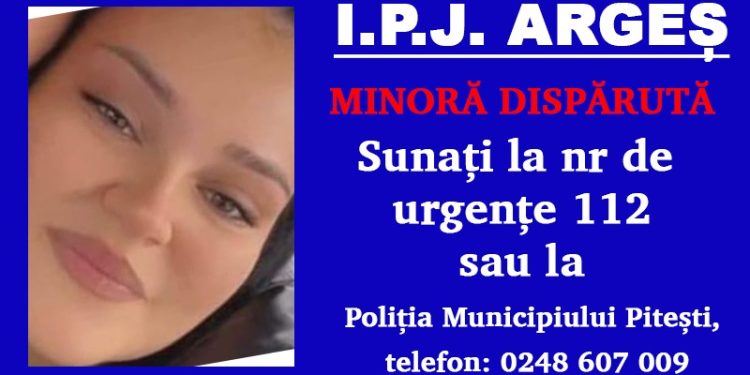 Argeș: Minoră dispărută de la domiciliu. Dacă ați văzut-o, anunțați Poliția!