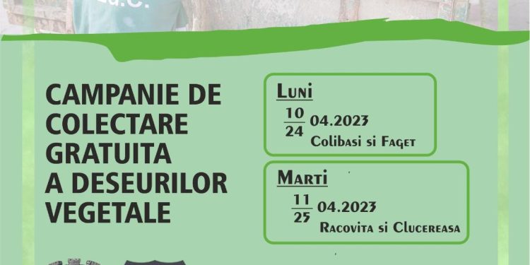 Campania de colectare gratuită a deșeurilor vegetale: CALENDARUL DE COLECTARE PENTRU LUNA APRILIE