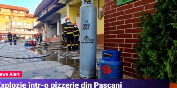 Explozie într-o pizzerie din Pașcani. Pompierii au găsit două butelii cu GPL