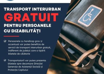 Persoanele cu handicap grav și accentuat vor putea beneficia de servicii de transport interurban gratuit, indiferent de județul în care au fost tipărite biletele de călătorie