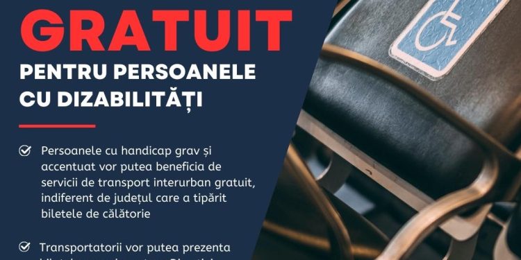 Persoanele cu handicap grav și accentuat vor putea beneficia de servicii de transport interurban gratuit, indiferent de județul în care au fost tipărite biletele de călătorie