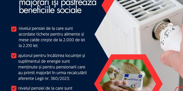 Drepturile de protecție socială se mențin în continuare pentru pensionarii care beneficiază de majorări ale cuantumurilor pensiilor