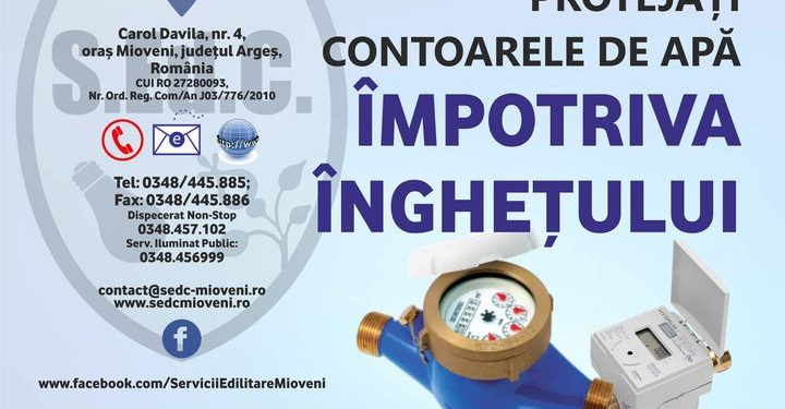 Mioveni: Protejați căminul de apometru de îngheț!