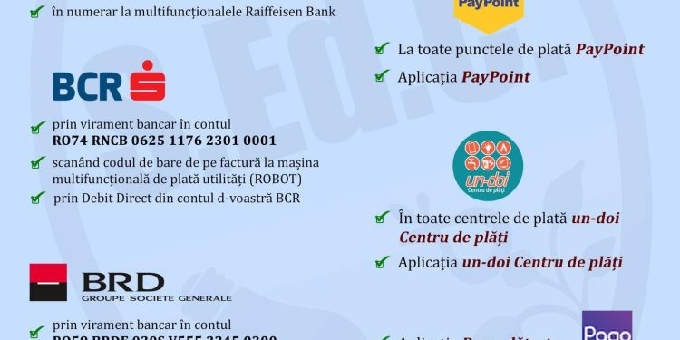 SEdC Mioveni vă pune la dispoziție modalități simple, rapide și comode de plată a facturilor