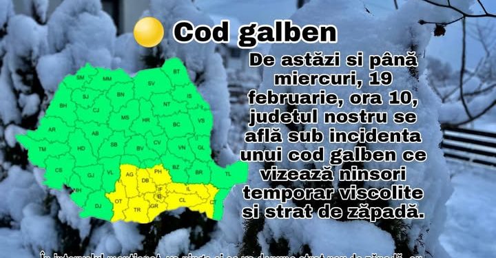 Avertizare meteorologică – Cod galben în județul Argeș