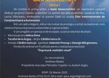 “Gala Generozității” – Ediția I, eveniment caritabil organizat cu prilejul Zilei Internaționale de Conștientizare a Autismului