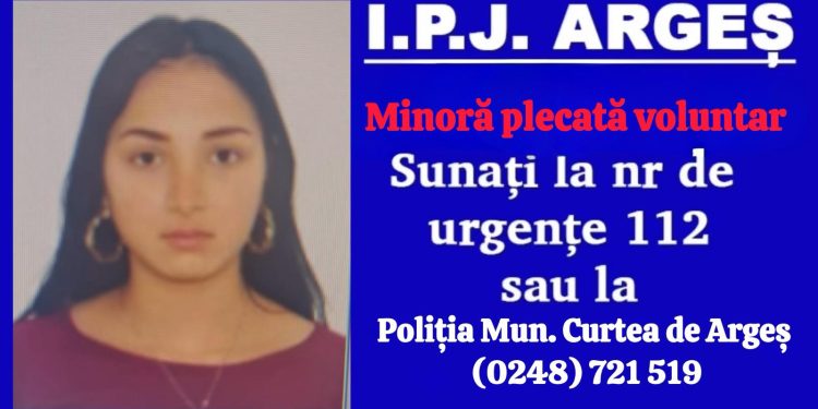 Argeș: Minoră dată dispărută