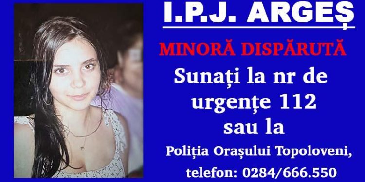 Minoră de 13 ani plecată voluntar din Bogați