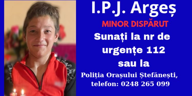 Minor de 14 ani, plecat voluntar de la domiciliul din Ștefănești