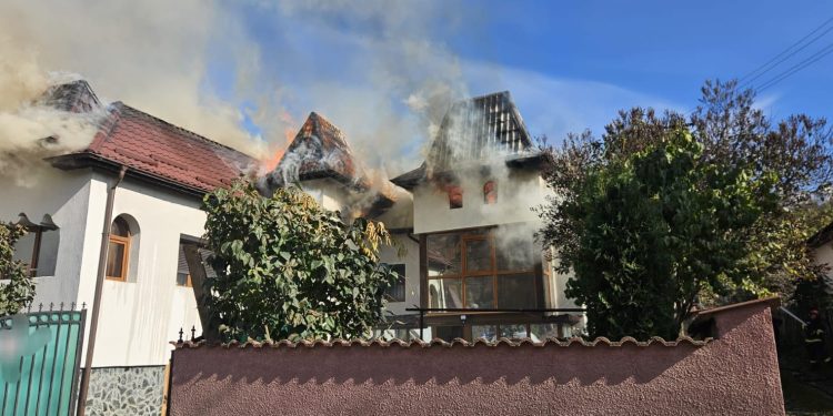 Incendiu la Dragoslavele. Femeie dusă la spital cu arsuri