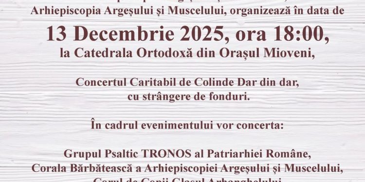 Concert Caritabil de Colinde: “Dar din Dar”, pentru reabilitarea unei secții a SJU Pitești