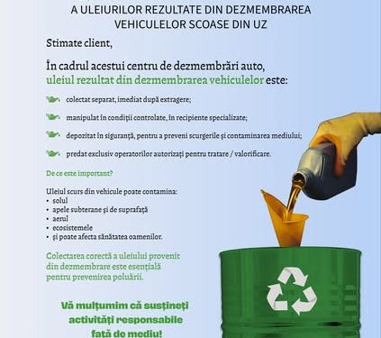 RAR: Anunț privind colectarea separată a uleiurilor uzate