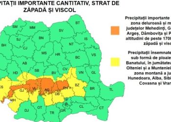 ANM a emis 2 avertizări meteorologice de vreme rea!