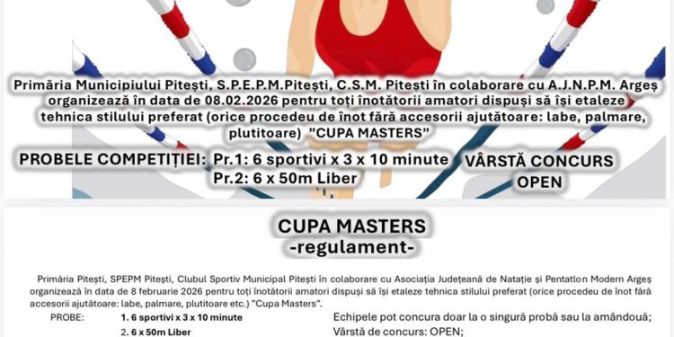 „Cupa Masters” deschide calendarul competițiilor sportive din 2026, la Bazinul Olimpic Pitești
