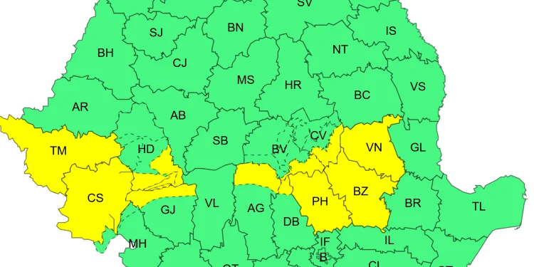 Cod galben de vreme rea în Argeș