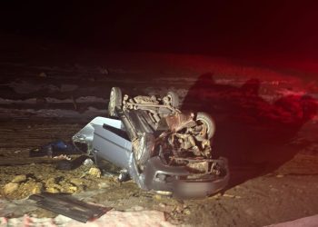 Mașină răsturnată la Dâmbovicioara!