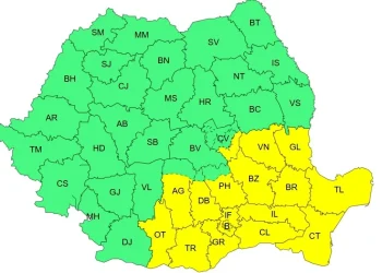 Alertă meteo – cod galben de vreme rea