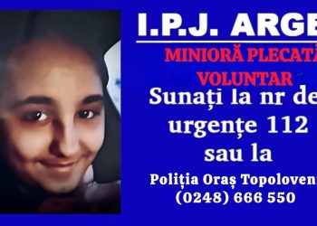 Minoră de 13 ani plecată voluntar din Topoloveni