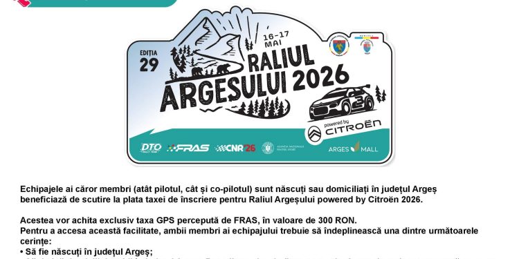 Anunț important pentru echipajele argeșene la Raliul Argeșului