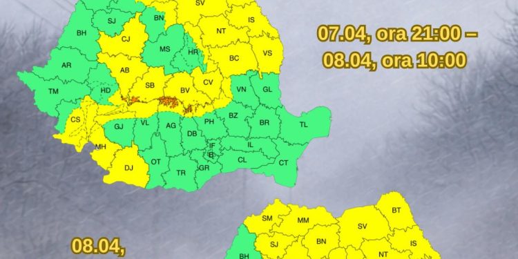 Cod Galben și Portocaliu de vreme rea la munte