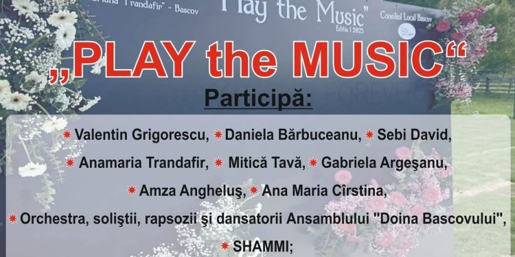 Concert în aer liber la Bascov: „Play the Music”, pe 15 mai, în Islaz Aninoasa