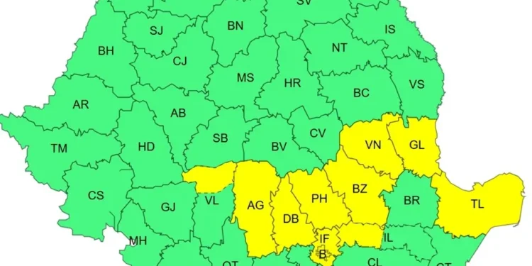 Argeș: Cod galben de vreme rea