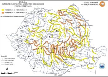Cod Portocaliu și Cod Galben de inundații: Spațiul hidrografic Argeș-Vedea se află sub avertizările hidrologice