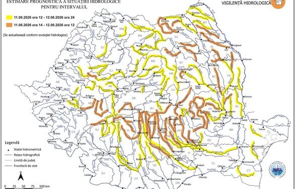 Cod Portocaliu și Cod Galben de inundații: Spațiul hidrografic Argeș-Vedea se află sub avertizările hidrologice
