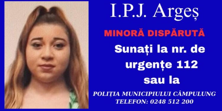 Minoră de 14 ani plecată voluntar din comuna Mihăești