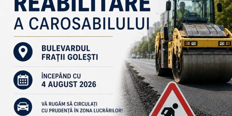 Începerea lucrărilor de reabilitare a carosabilului pe Bulevardul Frații Golești, Pitești