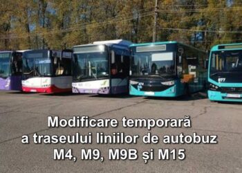 Modificare temporară a traseului liniilor de autobuz M4, M9, M9B și M15